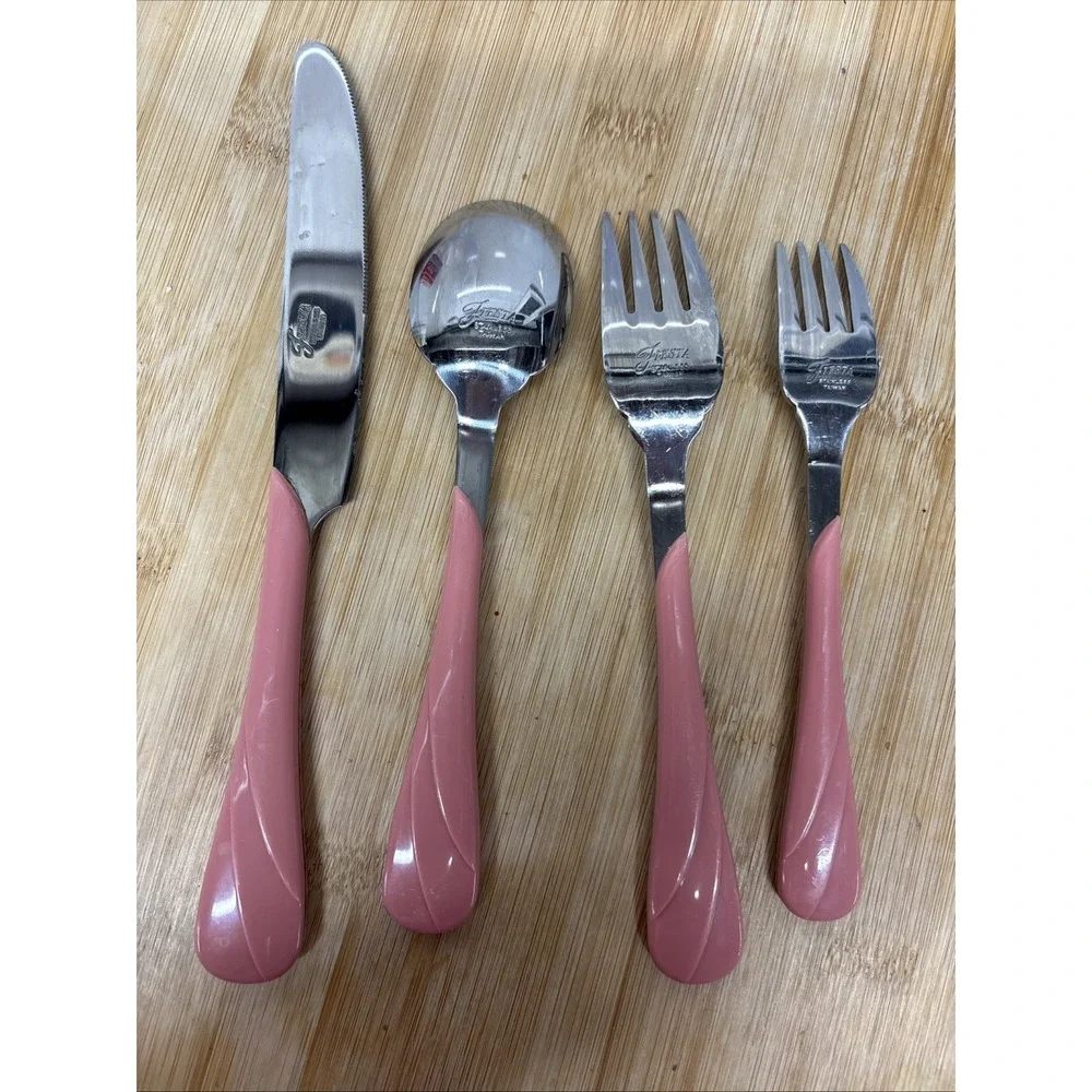 Retired Fiesta Flatware - Swirl Pattern Rose Pink 4-Piece Place Setting